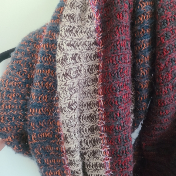 Burgandy and Grey Knit Infinity Scarf - Picture 3 of 3